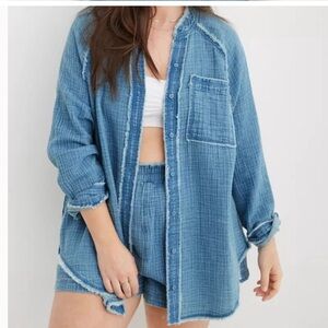 Aerie Blue Swim Coverup Top‎